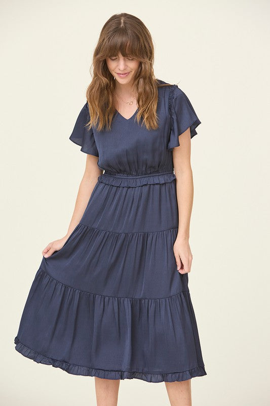 Bethany Modest Midi in Navy