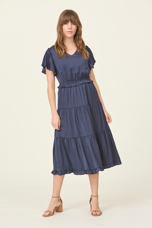 Bethany Modest Midi in Navy