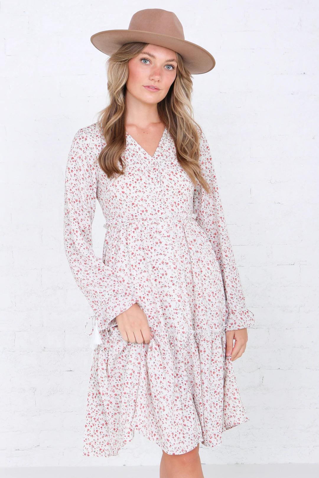 August in Baked Apple Dot Modest Dress