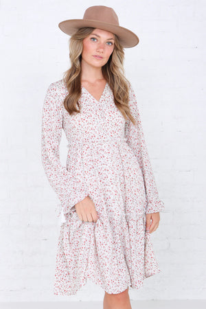 August in Baked Apple Dot Modest Dress