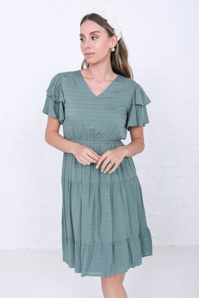 Amy Modest Dress in Iceberg Green