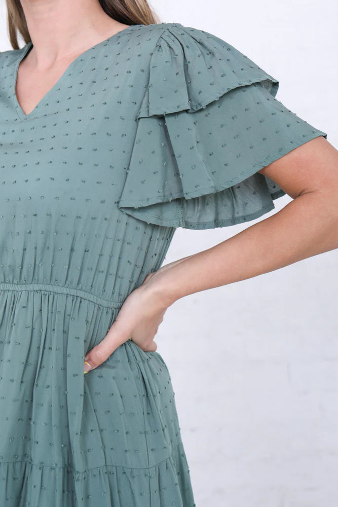 Amy Modest Dress in Iceberg Green