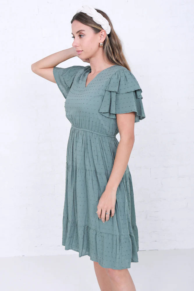 Amy Modest Dress in Iceberg Green