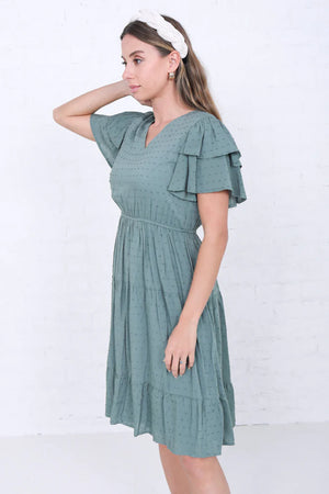 Amy Modest Dress in Iceberg Green