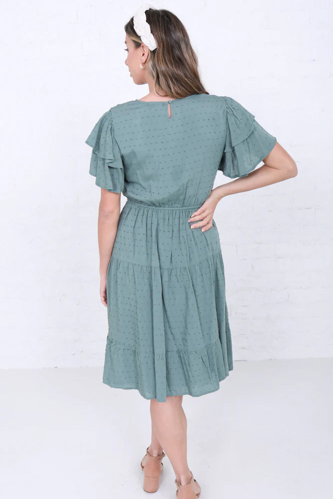 Amy Modest Dress in Iceberg Green