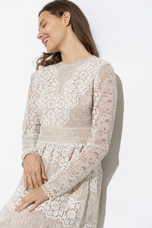 Sheila Lace Modest Midi in Cream