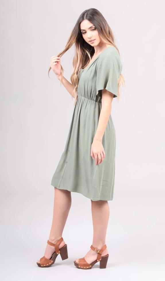 Aria modest casual dress for bridesmaids amazon green flowy skirt