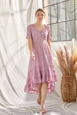 Dakota Hi-Low Modest Dress in Mauve