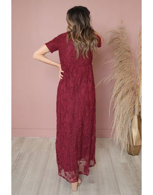 Kinsley Merlot Lace Modest Maxi Dress