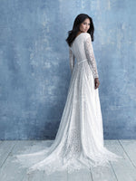 Allure M630 modest wedding dress with long sleeves cheap LDS bridal gown for plus size brides back