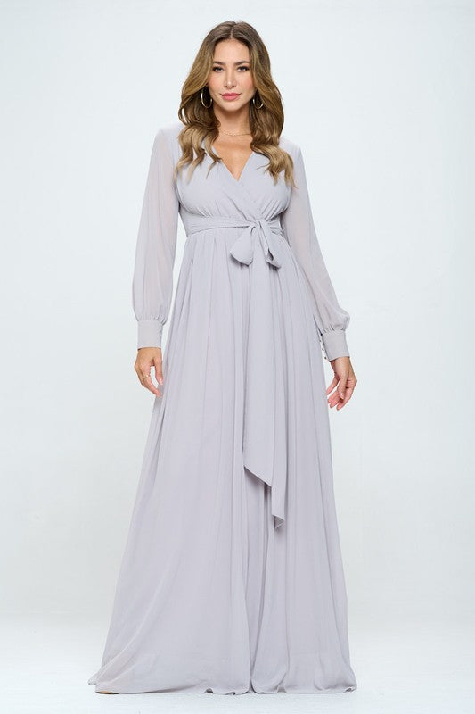 Sybil Chiffon Modest Maxi in Silver