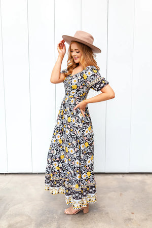 Brea Modest Maxi in Sunflower Fields