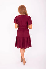 Elyse Modest Dress in Claret Red