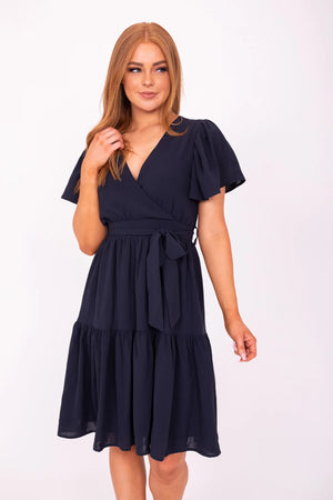 Elyse Modest Dress in Blue Nights