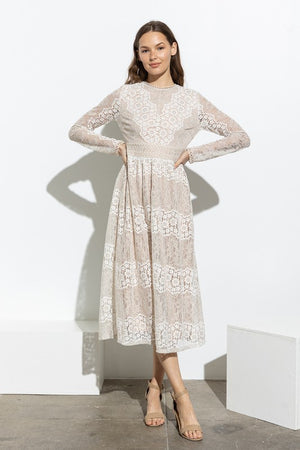 Sheila Lace Modest Midi in Cream