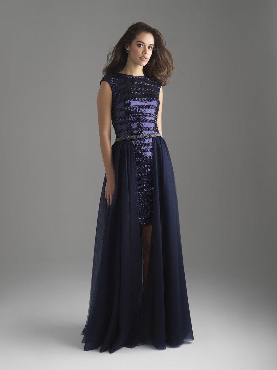 Allure 18-809 Navy Modest Prom