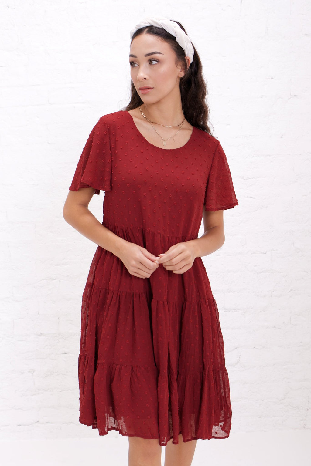 Hannah Crimson Red Modest Dress