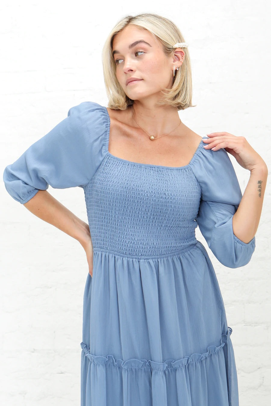 Greta Blue Shadow Modest Midi