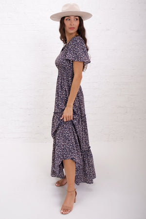 Eden Deep Cobalt Floral Modest Maxi