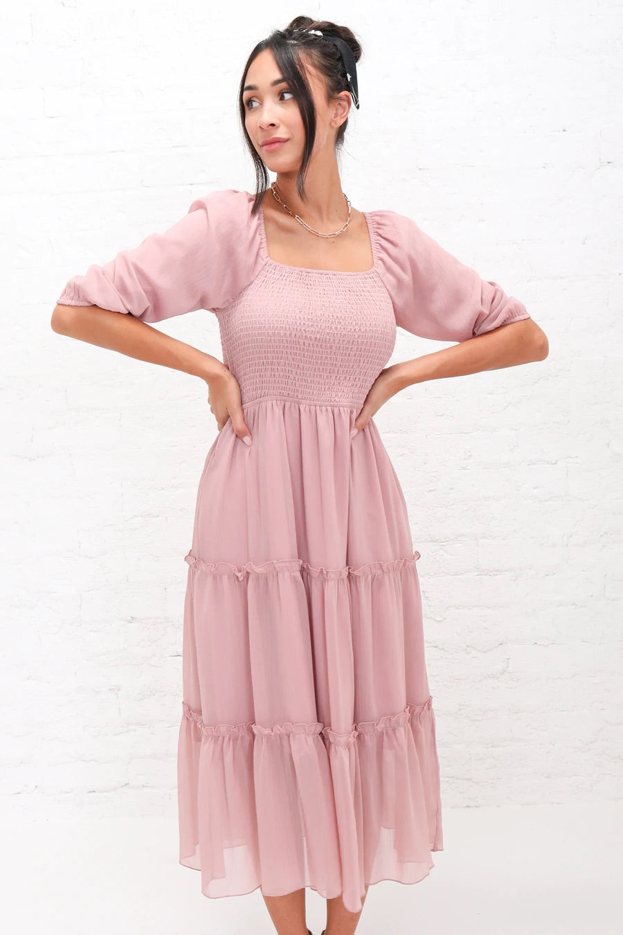 Greta Rose Cloud Modest Midi