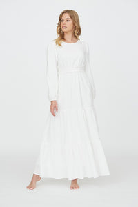 Millie White Modest Temple Dress