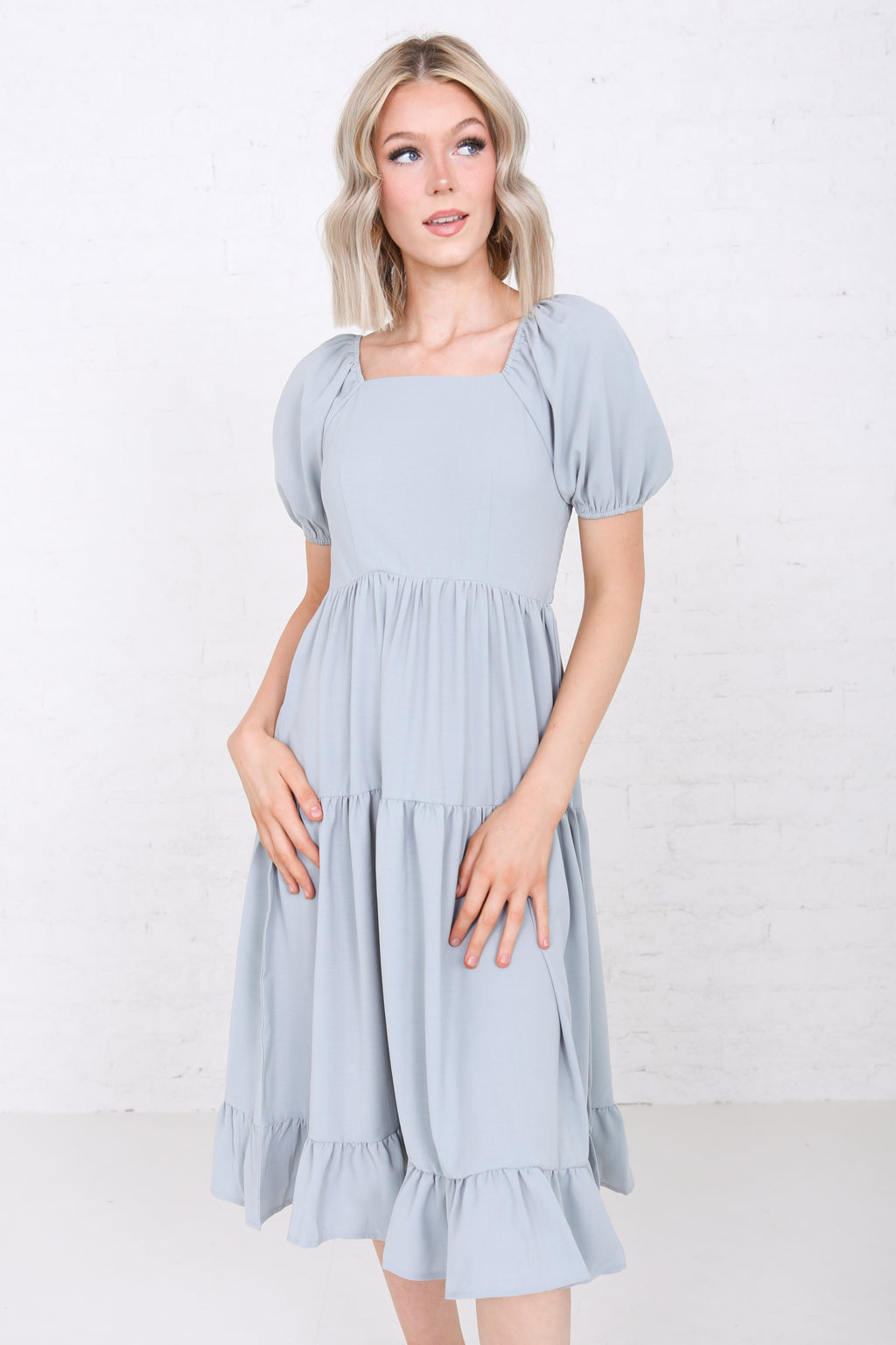 Poppy in Misty Blue Modest Dress