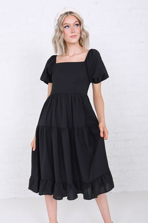 Poppy Modest Midi in Black