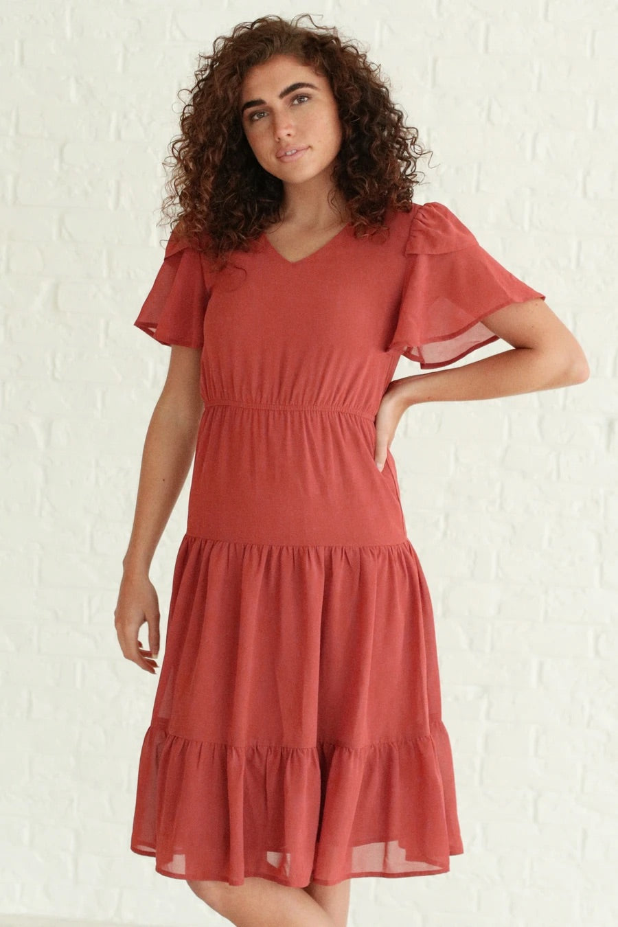 Amara Cinnamon Modest Bridesmaid Dress