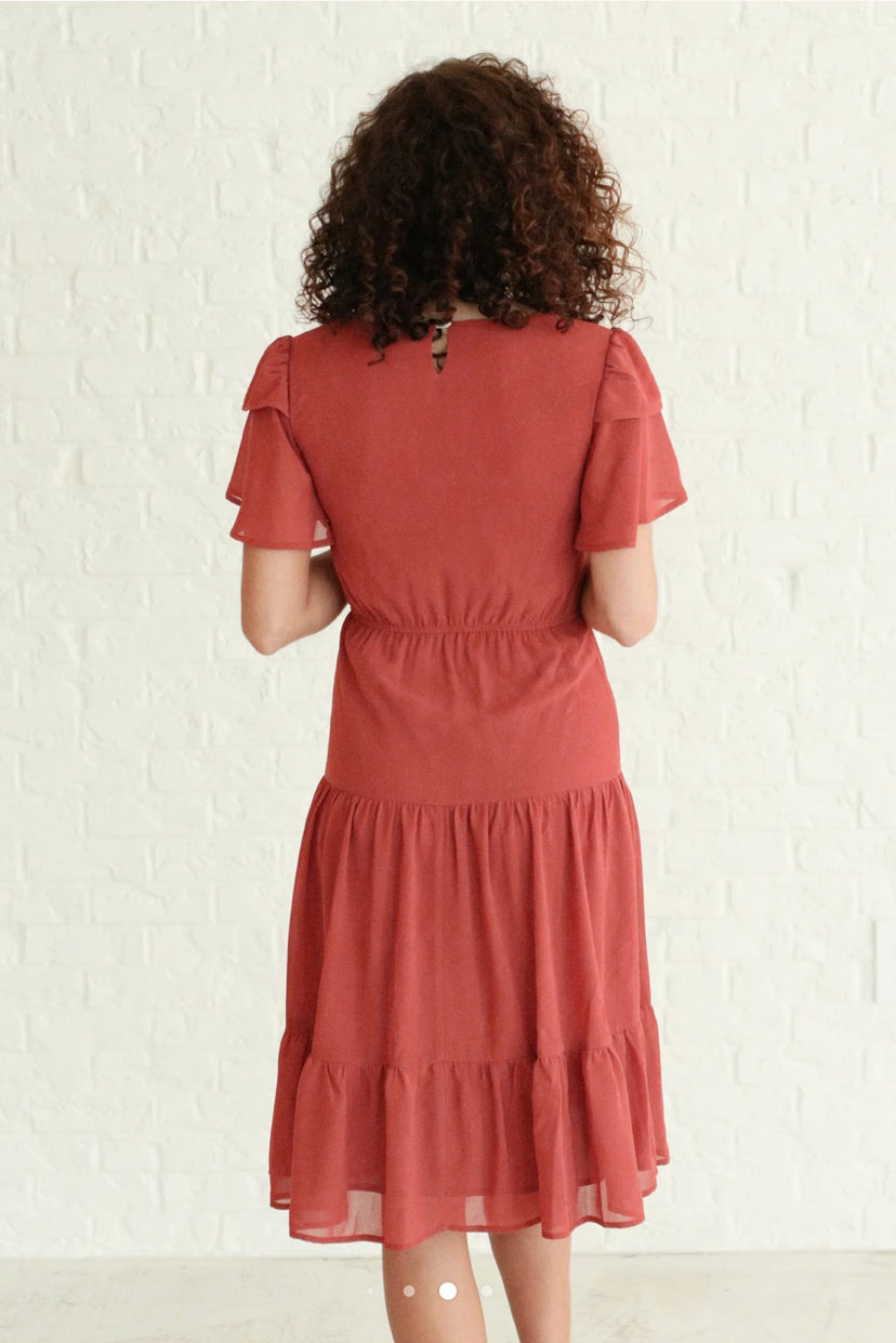 Amara Cinnamon Modest Bridesmaid Dress