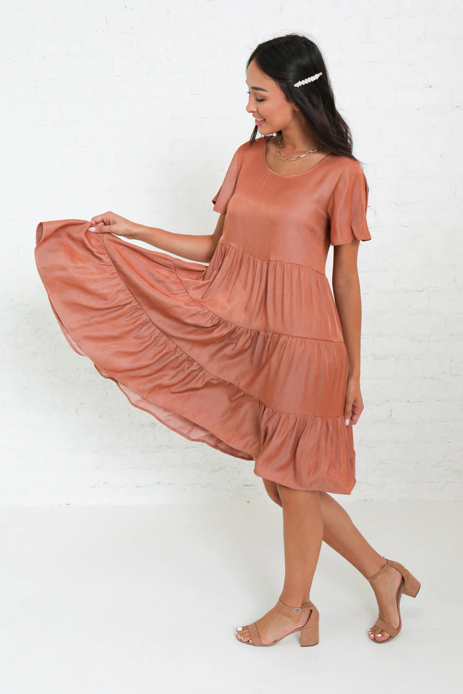 Peyton Burnt Ginger Tiered Dress